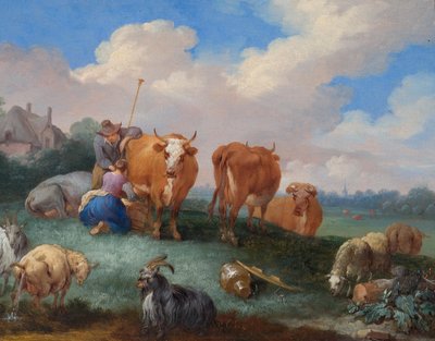 Shepherds with Cows and Sheep in a Landscape by Pieter Bouts